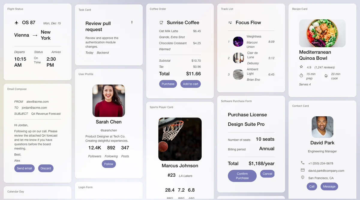 A2UI Generated Interface Examples